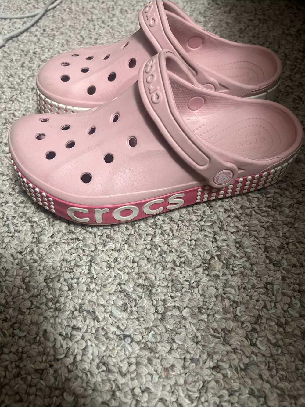 CROCS Kids Platform Clog in Light Pink with White Logo
